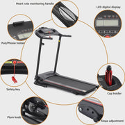 View 2.5HP Folding Treadmill with Incline, Electric Folding Treadmill for Walking Treadmill Machine 5 in LCD Screen 250 LB Capacity MP3 image 6