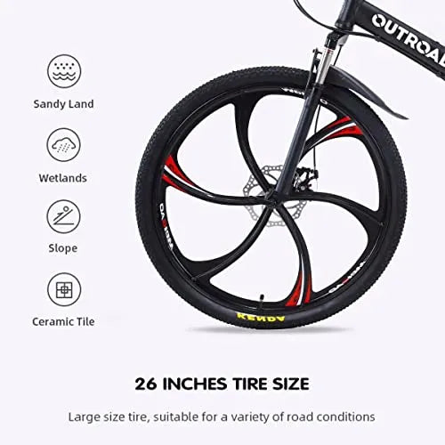 26-Inch Folding Mountain Bike for Adults, 21-Speed, Dual Suspension