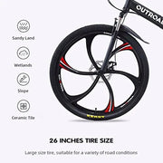 View 26-Inch Folding Mountain Bike for Adults, 21-Speed, Dual Suspension image 4