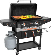 View Blackstone 1962 Air Fryer Combo & Two Burners Stainless Steel Gas Hood, Wheels, Two Side Shelf – Heavy Duty Outdoor Griddle Station for Backyard, Patio, 28 inch Black image 1