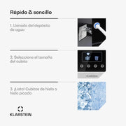 View Klarstein Maquina de Hielo Doméstica, 1,8L, Gris oscuro, Ice Maker Encimera 15 kg, para Hacer Cubitos de Hielo y Picado en Casa, con Panel Táctil y image 3