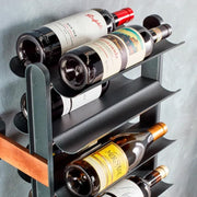 View Inclined trapezoidal wine rack - 37 wall-mounted wine storage display shelves - Mango wood and metal combined bar cabinet wine shelves - Modern kitchen and dining room decoration organizing furniture image 3