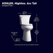 View Extra Tall Highline Arc Complete Solution 2-piece 1.28 GPF Single Flush Elongated Toilet in White (Seat Included) 78305-0 image 4