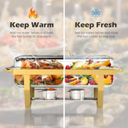 View 4 Pack Stainless Steel Chafing Dishes for Buffet, 9 QT Capacity 7 Pans Food Warmers for Parties, Weddings, Events Hosting, Family Gatherings, Full Set Catering Server with Serving Utensils Accessories image 4