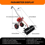 View 43cc 1.7HP Gas Powered Broom, 2 Stroke Power Sweeper Handheld Gasoline Power Broom Sweeping Machine for Garden Lawn Yard Sidewalk Driveway Turf Grass Cleaning, 600mm Nylon Brush Sweeping broom image 2