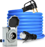 View 50 Amp Generator Cord and Pre-Drilled Power Inlet Box, Generator Cords 50FT, 50 Amp 125V/250V Generator Power Cord, NEMA 14-50P / SS2-50R Twist Lock Connector image 1