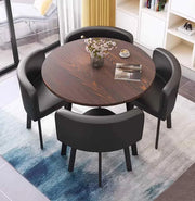 View A 4-person conference table and chair set, office reception room club table and chair combination, suitable for living room / central area / farmhouse / home office, medieval style table and chair set image 3