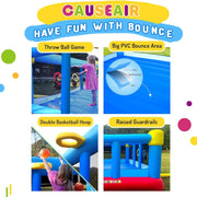 View Big Inflatable Bounce House for Party Fun,15ft x 14.8ft,Double Basketball Hoop,Throw Ball Game,Reinforced PVC Bounce Floor,Jumping Bouncy Castle Holds 6 Kids image 4