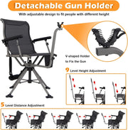 View 360° rotatable hunting seat, equipped with 4 extendable aluminum legs, adjustable gunstock, portable hunting shelter chair, equipped with carrying straps for outdoor activities. image 2