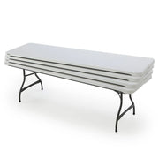 View 4-Pack Commercial 8-Ft. Folding Tables, Stacking, White image 1