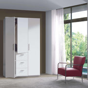 View Habitdesign Armario Ropero 3 Puertas y 3 cajones, 203x117x52 (AltoxAnchoxFondo - en Cm), con Barra Colgadora y Estantes, Color Blanco Brillo image 2