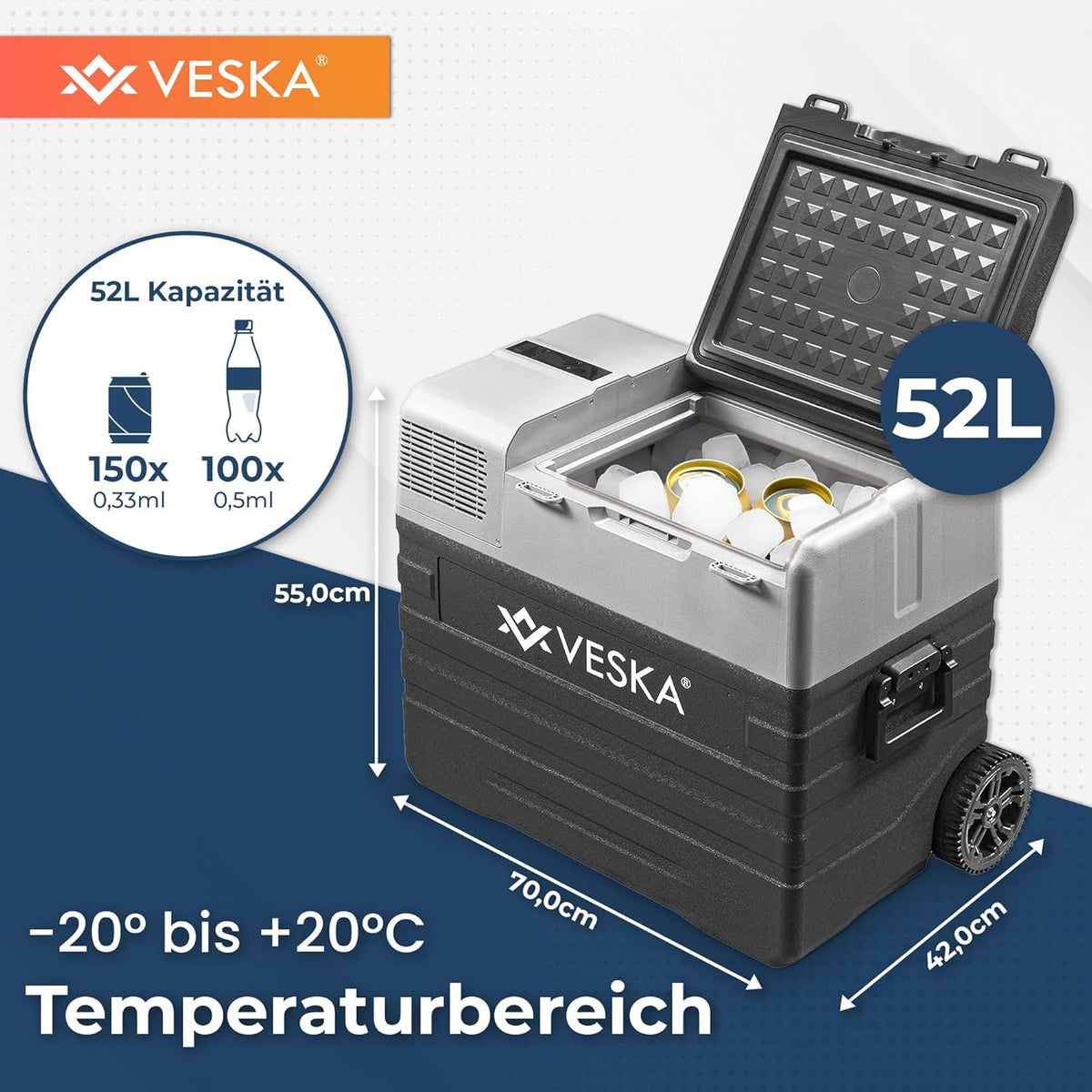 Kompressor Kühlbox elektrisch, Gefriertruhe mit APP-Steuerung, USB-Anschluss, 12/24V, 230V, Räder, transportabler Kühlschrank, Kühltruhe, Gefrierbox