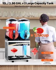 View 15L x 2 Double-Tank Commercial Slushy Machine, Stainless Steel, Frozen Drink Machine image 4