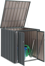 View vidaXL Gartenlagerbox Schwarz 101,5 x 107 x 100 cm Stahl, Stylischer, rechteckiger Tisch für jeden Essbereich, pflegeleicht, Elegantes Design, image 1