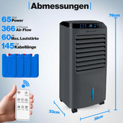 View KESSER Mobile Klimaanlage 4in1 Luftkühler – Air Cooler mit Fernbedienung & Timer, 10L Wassertank, Ionisator & Luftbefeuchter, Ventilator Klimagerät image 5