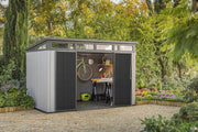 View 11 x 7-Ft. Resin Outdoor Storage Shed for Patio Furniture, Garden Tools, Bikes and Lawn Mowers image 2