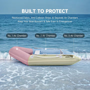 View CREWORKS 7.5ft Inflatable Dinghy Boat, 2 Person 660lb Transom Sport Tender Boat with Pump Aluminum Oars Floor, Heavy Duty Inflatable Raft Kayak for Adults image 3