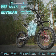 View 6000W(Peak) Motor 60V/30Ah Battery Freego X2Pro Electric Motorcycle for Adults, Electric Bike,50MPH/7 Speed Off Road Electric Bicycle,19 x 2 Full... image 2