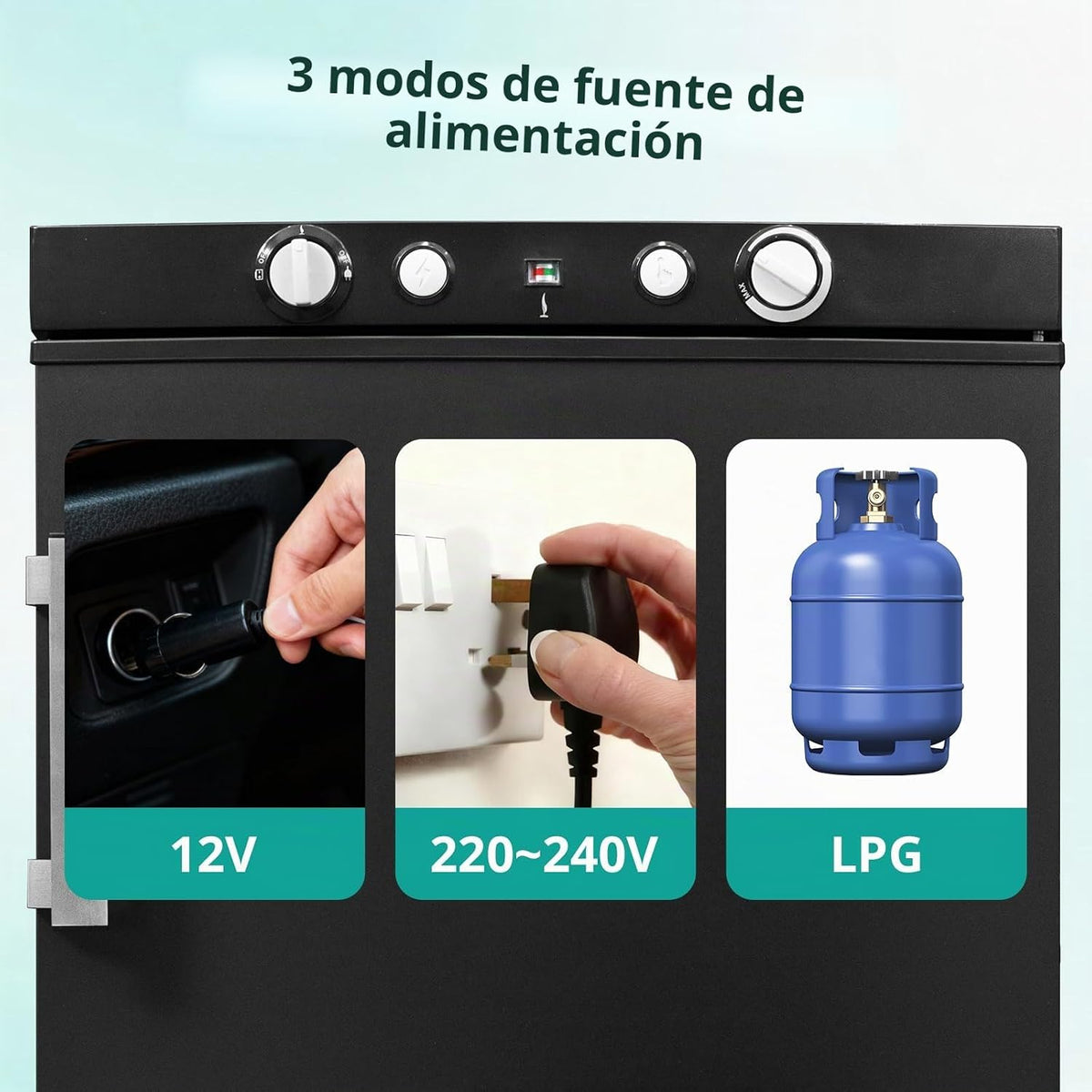 SMETA Nevera de Gas Butano, 100L con Congelador, Trivalente 12v 220v Gas, Frigorifico 12v, sin Ruido, Nevera para Furgoneta Camper Caravana