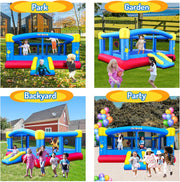 View Big Inflatable Bounce House for Party Fun,15ft x 14.8ft,Double Basketball Hoop,Throw Ball Game,Reinforced PVC Bounce Floor,Jumping Bouncy Castle Holds 6 Kids image 3