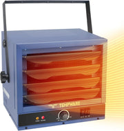 View Electric vehicle garage heater, 7500-watt digital display fan-driven ceiling-mounted work area heater, featuring full-function remote control, 240-volt wired installation, with a 12-hour timer, is highly suitable for use in workplaces. image 2