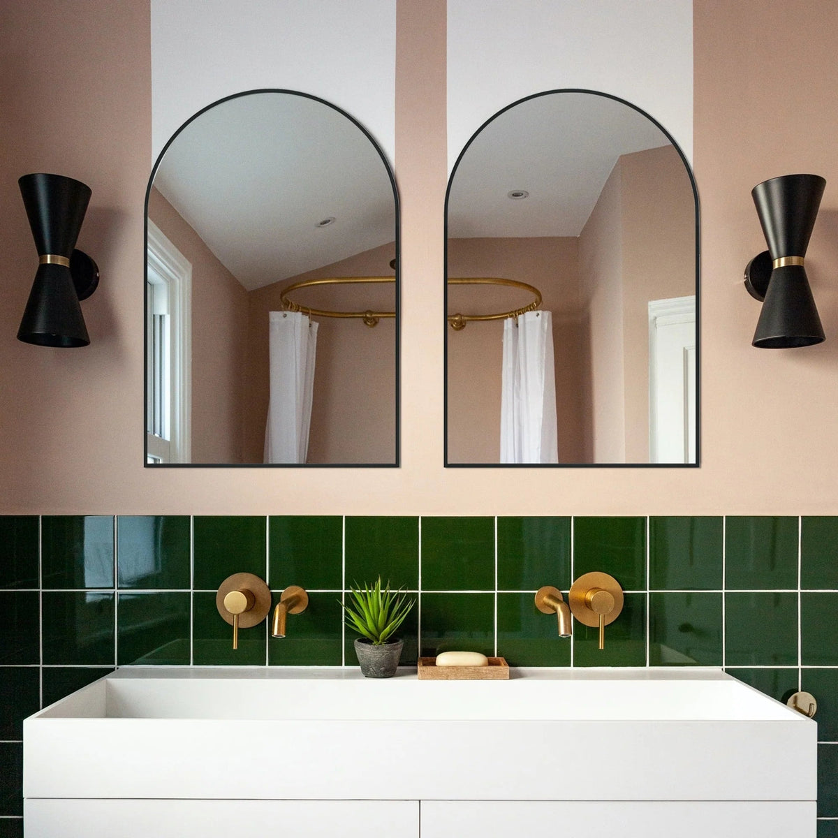 2 Pack 36x24 Inch Arched Bathroom Vanity Mirrors, Wall Mounted Decorative Mirrors for Bathroom and Bedroom