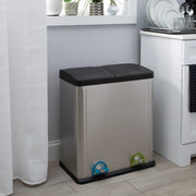 View 60L 2 Compartment Stainless Steel Recycling Bin, Dual Section Trash Sorter Container for Kitchen, Home & Office image 3