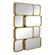 View 32 Inch Luxury Wall Decor Mirror, 8 Gold Finish Curved Metal Frames image 2