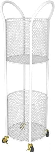 View 2-Tier Laundry Hamper with Wheels, Iron Basket for Bedroom, Bathroom, Dorm, Large Capacity Clothes Room, Easy to Move & Store image 1