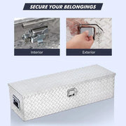 View 48 Inch Diamond Plate Truck Bed Tool Box with Shelf Silver image 6