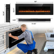 View 30-72 Inch Ultra-Thin Electric Fireplace, Linear Recessed Wall Mounted Fireplace with Remote Control image 4