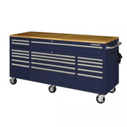 View Husky 72 in. 18-Drawer Mobile Workbench with Solid Wood Top in Gloss Blue image 1