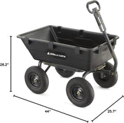 View Heavy Duty Poly Utility Dump Wagon Garden Cart w/Pneumatic Tires, 6 Cu Ft - 1200 lb Capacity Outdoor Wheelbarrow for Yard, Landscaping & Gardening, Lawn Tractor or ATV Towable-Gorilla Carts image 3