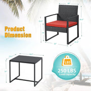View 3 Pieces Patio Set Outdoor Wicker Furniture Sets Modern Rattan Chair Conversation Sets with Coffee Table for Yard and Bistro (Black) image 4