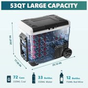 View 12 Volt Refrigerator, 37QT(35L) Electric Cooler, Portable Freezer 12V/24V DC 110-240V AC, 12V Fridge -4℉~68℉, 12V Cooler with Wheels & 2 Baskets for Travel, Truck, Boat, Camping image 2