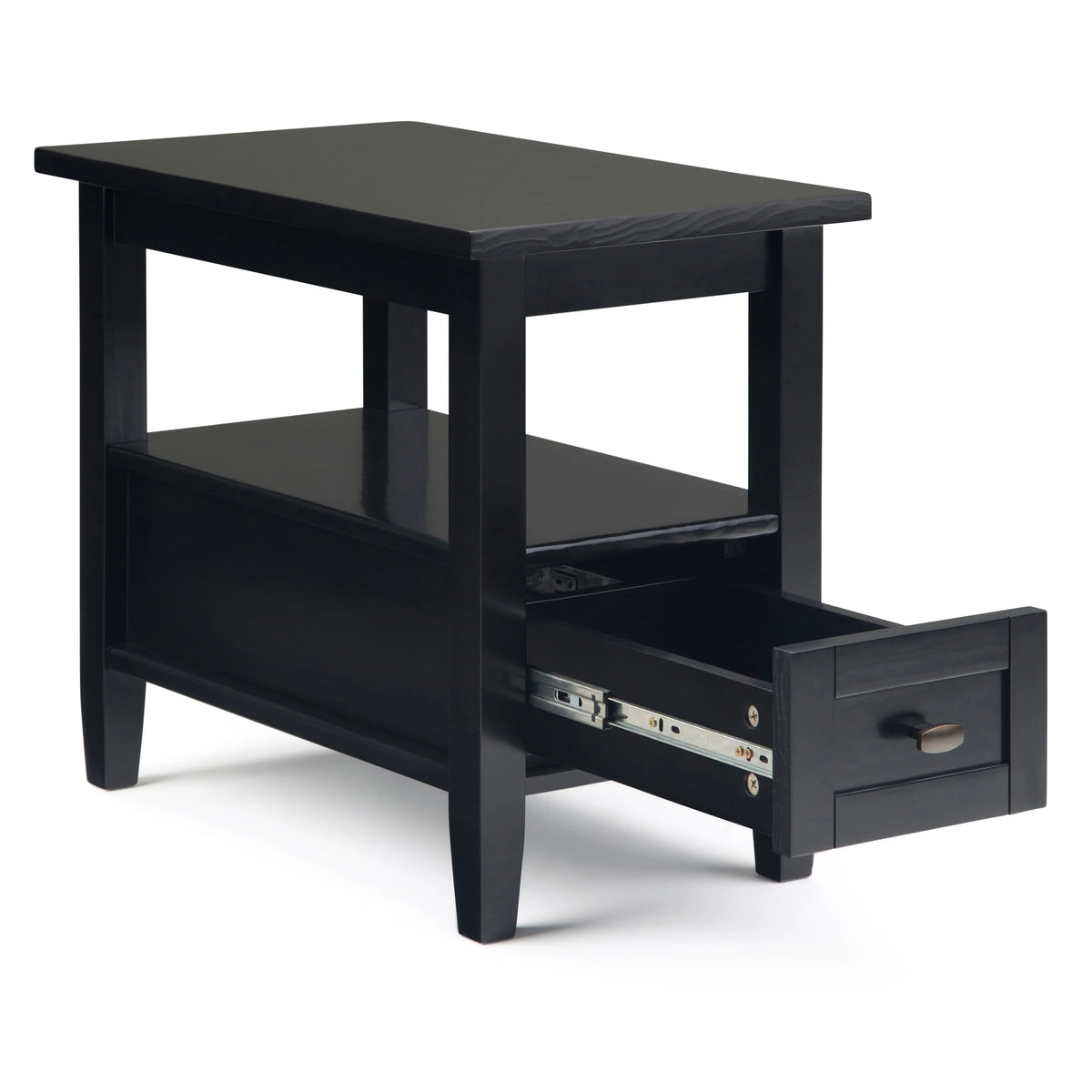 14" Wide Solid Wood Narrow Side Table, Rectangle Transitional Style Accent Table