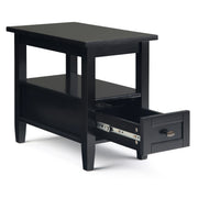 View 14" Wide Solid Wood Narrow Side Table, Rectangle Transitional Style Accent Table image 4