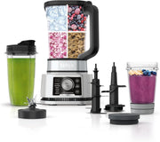 View Blender and food processor combination set, Foodi powerful blender system, suitable for making smoothies, bowl foods, spreads and milkshakes, with 6 functions, 72-ounce water jug, portable cup, silver color, SS401 model. image 3