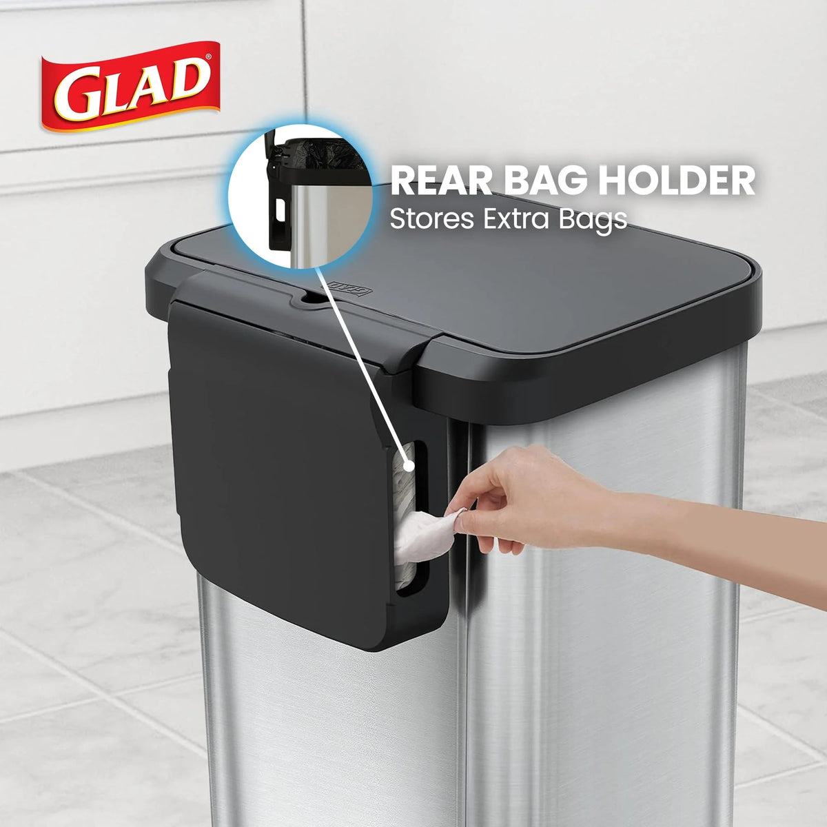 20 Gallon Stainless Steel Step Trash Can, Large Kitchen Garbage Bin with Odor Control