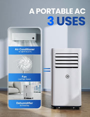 View 9000 BTU Aire Acondicionado Portátil, 4 en 1: Refrigeración, Ventilador, Deshumidificador y Modo Sueño, Silencioso, con Mando, Temporizador 24h y Kit image 4