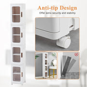 View 4-Tier Tall Narrow Plastic Storage Cabinet, Slim Vertical Organizer for Bathroom, Bedroom and Home Storage image 5
