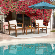 View Patio Furniture 4 Piece Outdoor Acacia Wood Patio Conversation Sofa Set with Table & Cushions Porch Furniture for Deck, Balcony, Backyard image 4