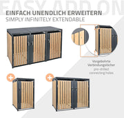 View ML-Design Mülltonnenbox 3er 3 Tonnen 240L 200x80x116,3cm Anthrazit-Holzoptik, Stahl wetterfest/abschließbar Mülltonnenverkleidung Klappdeckel/3 Türen, image 6