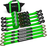 View Car Tie Down Straps for Trailers with J Hooks (4-Pack) - 2 Inch x 8 Feet (10,000lb Break Strength) - Heavy Duty T-Handle Car Hauler Tire Straps for Trailer & UTV with Axle Straps - Black image 1
