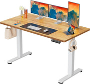 View Height Adjustable Electric Standing Desk, 40 x 24 Inches Sit Stand up Desk, Small Memory Computer Home Office Desk with Two-Piece Desktop (Light Vintage Brown) image 2