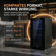 View Sommertal Getränkekühlschrank 50L – Mini Kühlschrank schwarz mit Glastür, Touchscreen & LED | Kleiner Flaschenkühlschrank abschließbar & leise für image 5