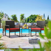 View 3 Pieces Patio Set Outdoor Wicker Furniture Sets Modern Rattan Chair Conversation Sets with Coffee Table for Yard and Bistro (Black) image 3