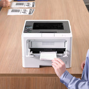View Business single-color laser printer, equipped with dual paper trays, wireless network and gigabit Ethernet connection, double-sided printing, large-capacity paper storage and mobile printing function, white model image 3