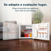 View Cecotec Nevera Pequeña Frigorífico Mini Minibar 46L GrandCooler 20000 SilentCompress White E. Altura 48,7cm, 48 cm de Ancho, Bajo Consumo, Puerta image 4