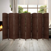 View 6 FT Tall Woven Fiber Room Divider, Freestanding Folding Privacy Screen image 3
